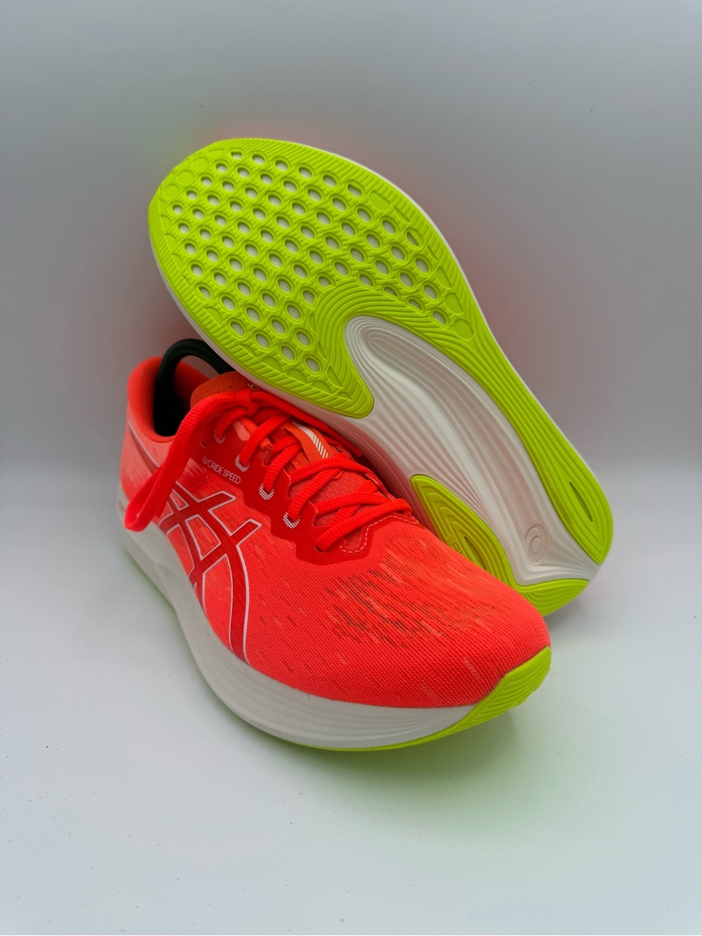 NWOT Women's ASICS EvoRide Speed 2 Sunrise Red White Yellow Athletic Shoe Sz 11